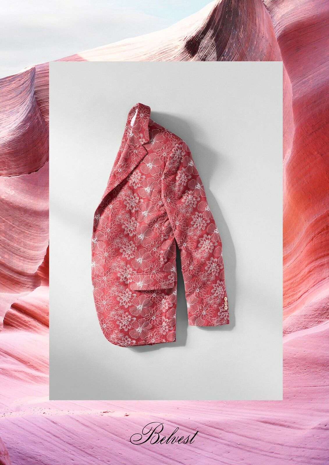 2450$ BELVEST Red-White Cotton Flowers Jacket Blazer Work of Art 40 US  50 EU 7R
