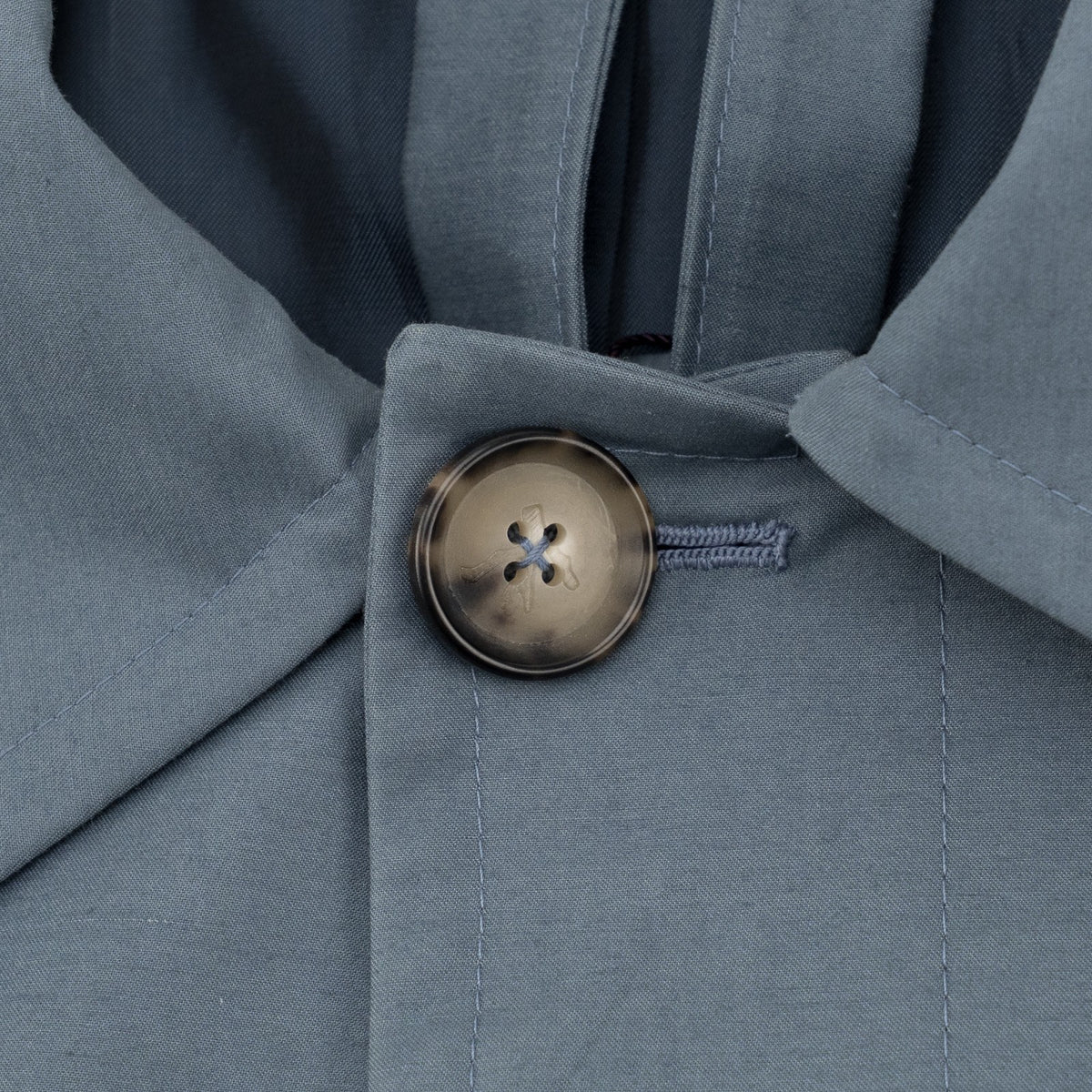 $3995 ISAIA NAPOLI Slate Blue Trench Coat Hand-Sewn Cotton 38 US / 48 EU