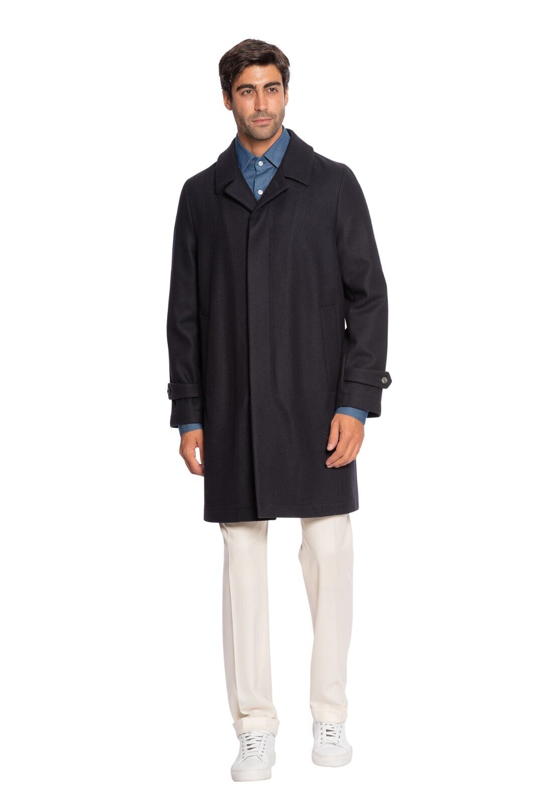 $1600 BOGLIOLI MILANO Blue Navy "DUSTER" Long Coat Heavy Wool 40 US / 50 EU