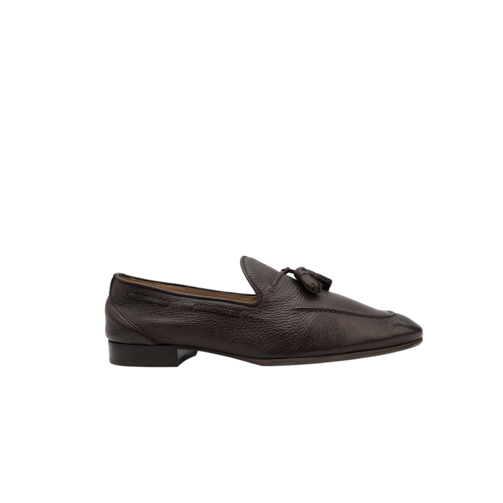 ISAIA NAPOLI Brown Deerskin Tassel Loafers Shoes Leather 9 UK / 10 US / 43 IT