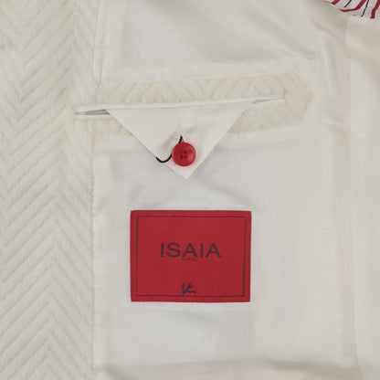 $9250 ISAIA Sartorial Martingale Marshal Overcoat Coat Ivory Wool & Angora