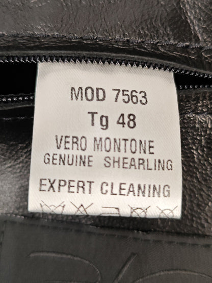 4500$ HETTABRETZ Black Shearling Leather Coat Nappa Made Italy 38 US / 48 IT