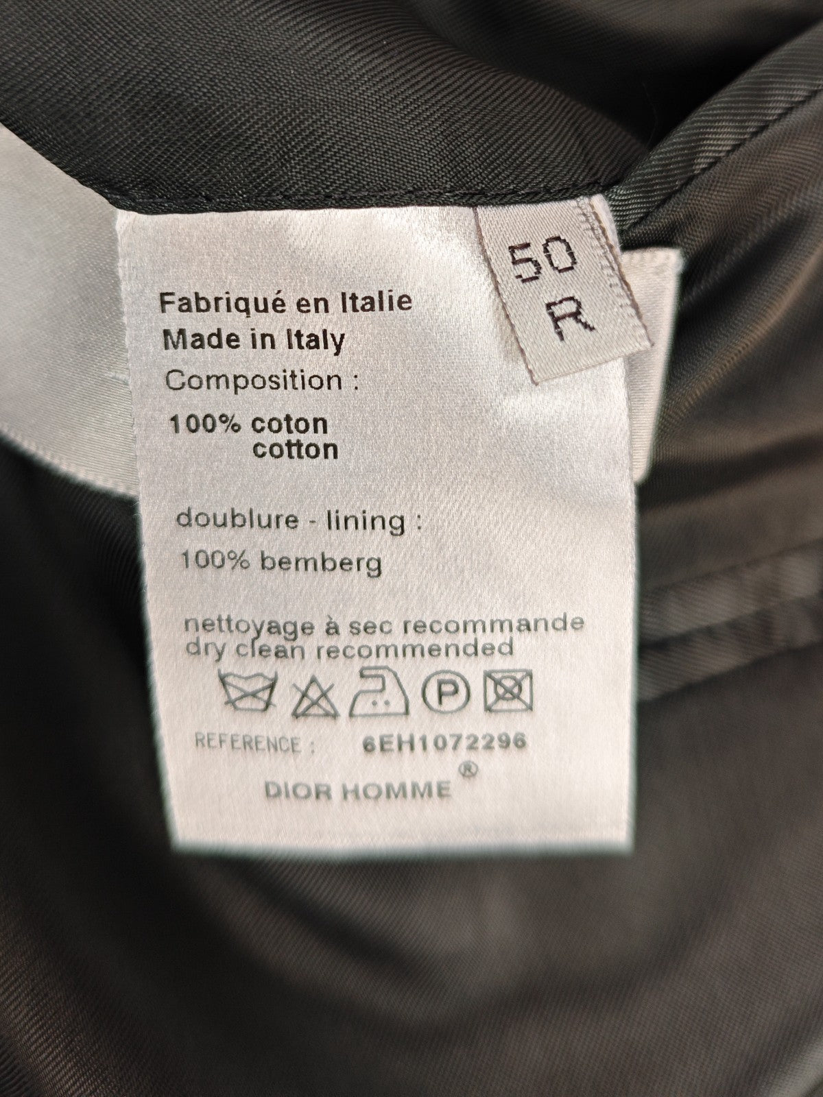 DIOR PARIS Beige Cotton 2 Buttons Suit Runway Style Long Lapel Made in Italy