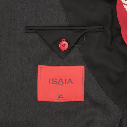 $6850 ISAIA NAPOLI "Capri" Gray Suit Hand-Sewn Fine Wool Herringbone