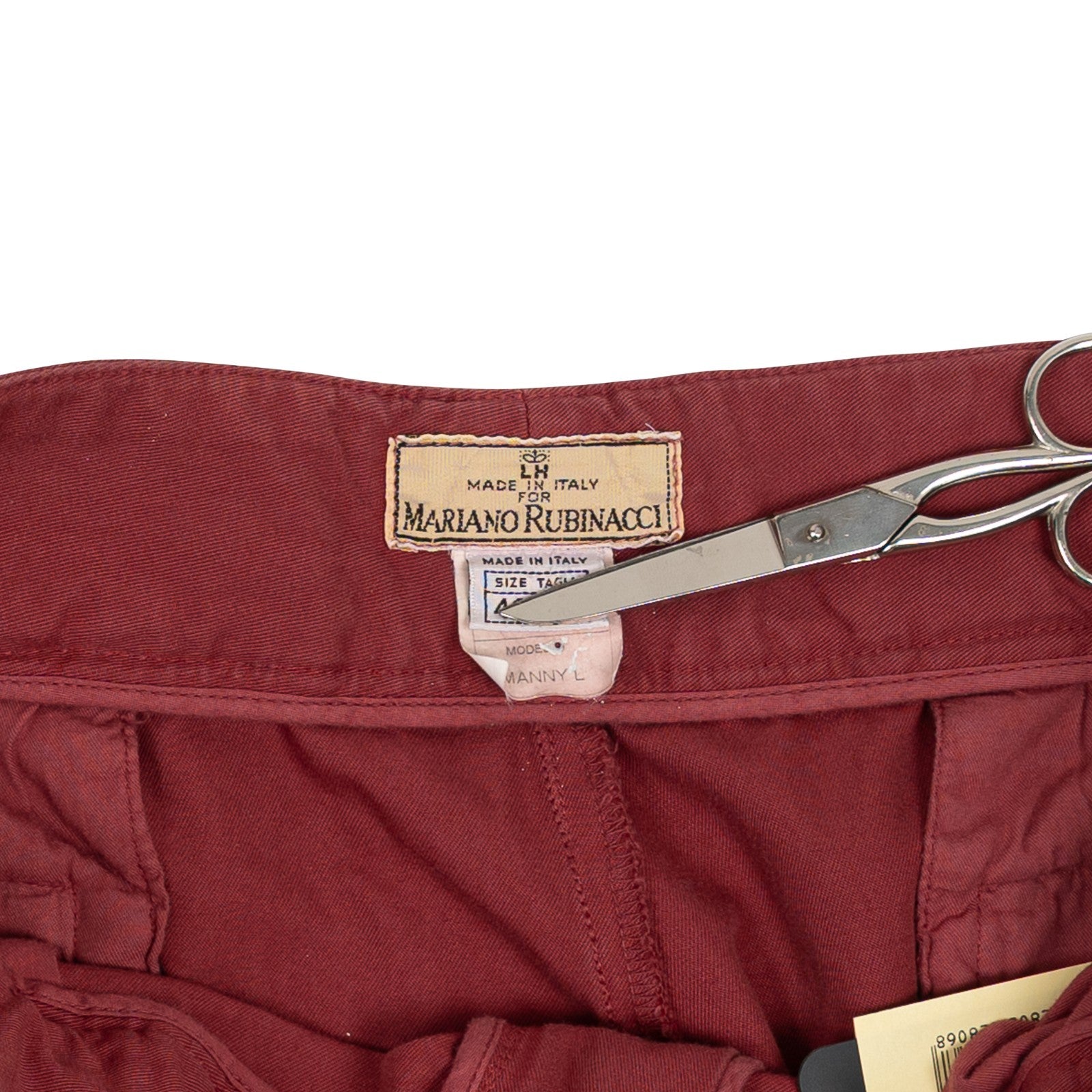 625$ RUBINACCI NAPOLI "Manny" Wine Cotton High Rise Trouser Pant Gurkha