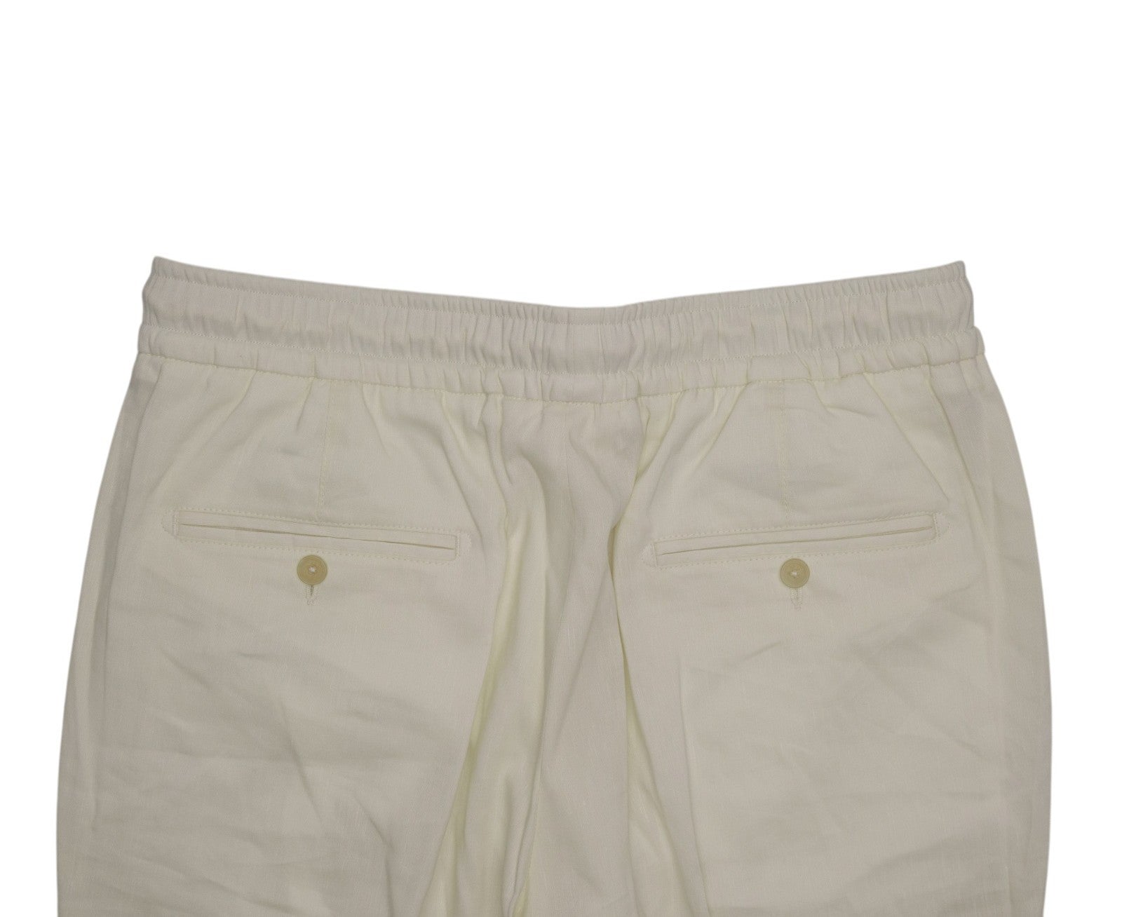 1150$ ISAIA NAPOLI "Comfort" Ivory Drawstring Pant Wool Linen 34 US / 50 IT