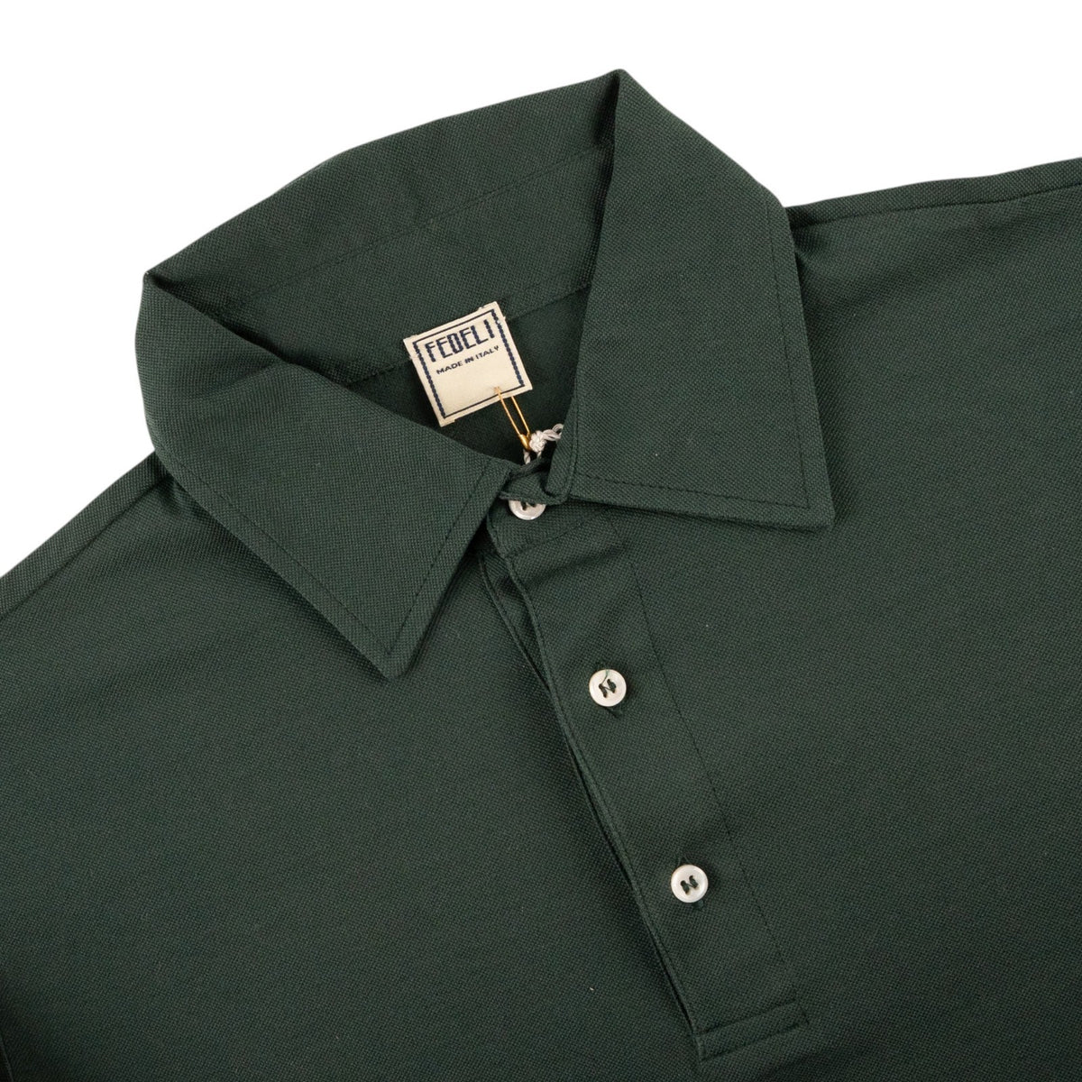 400$ FEDELI Green Forest Polo Cotton Pique Pocket 36 US / 46 IT