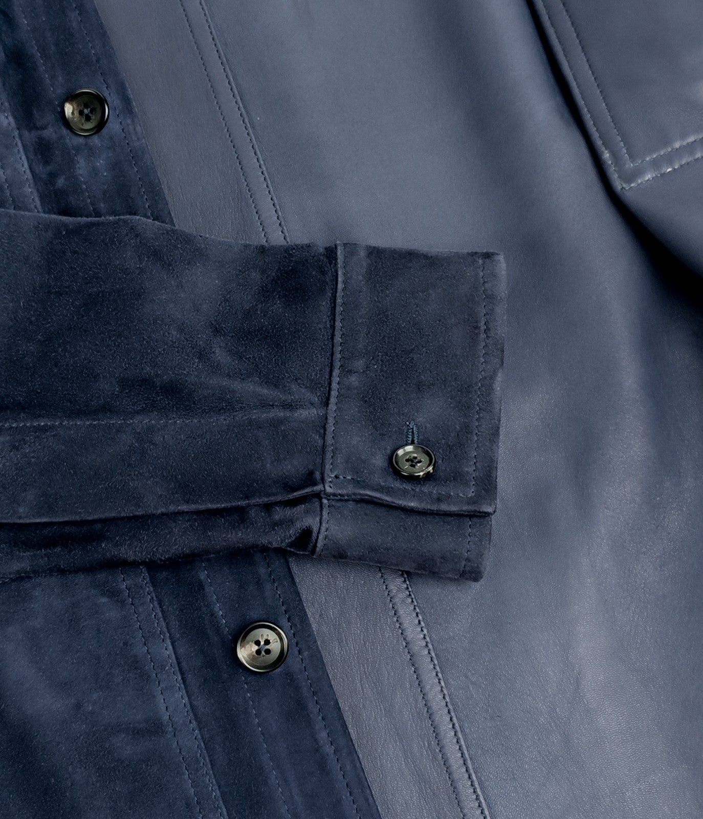 5500$ ISAIA Blue Navy Overshirt Jacket 100% Suede Lambskin Leather 38 US / 48 EU