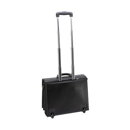 $2890 Testoni Bologna Trolley Briefcase PC Case Black Bright Karibu Calf 