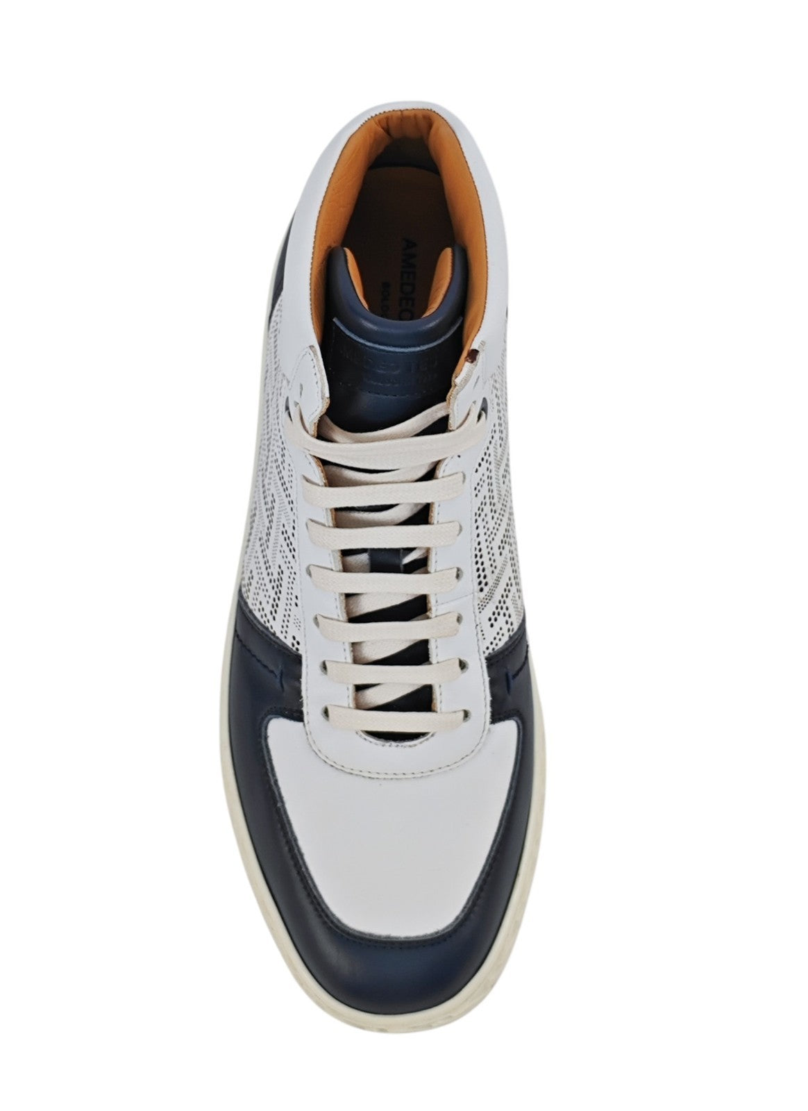 1100$ TESTONI Ravenna High Top Sneaker Perforated Interlock 8 UK / 9  US / 42 IT