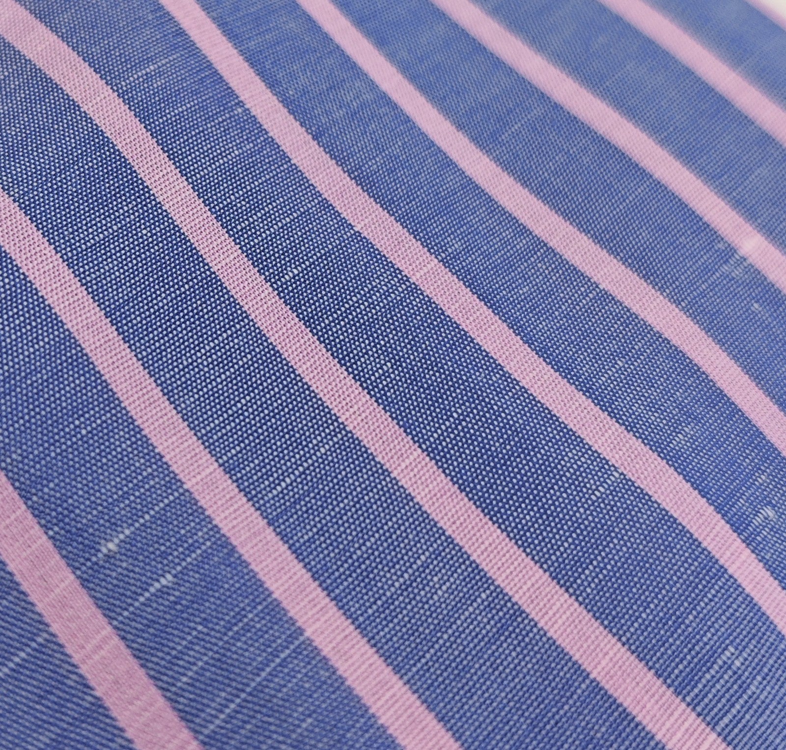 760$ ISAIA NAPOLI "Mix" Dress Shirt Blue Striped Cotton - Linen 16 - 41