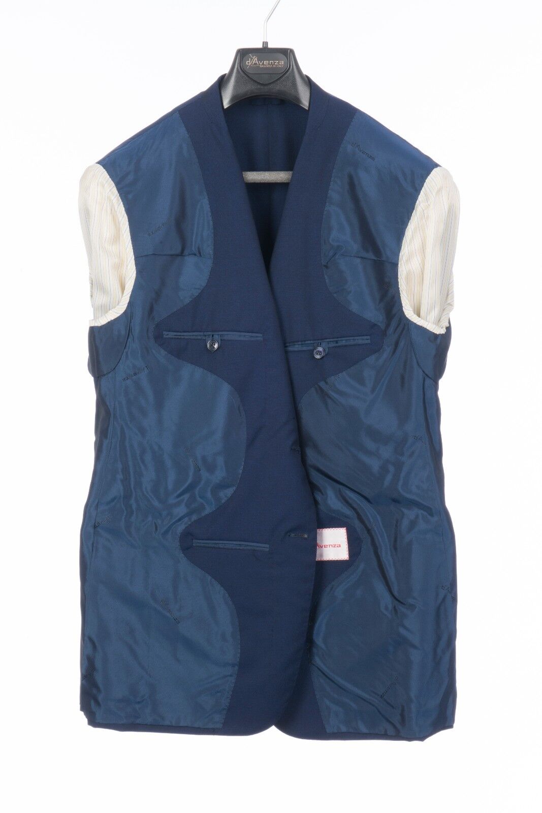 $2560 D'AVENZA Blue Wool Mohair Jacket Blazer Hand-Sewn in Italy 46 US / 56 EU