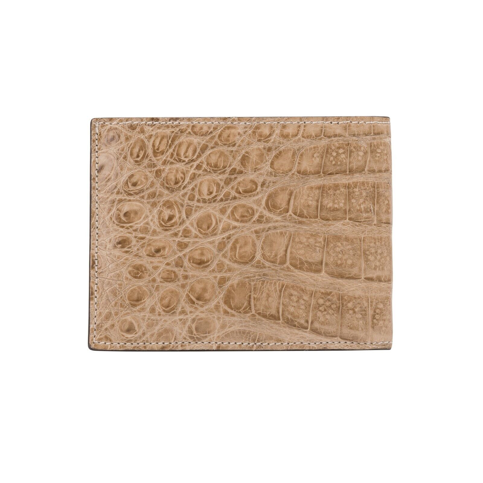 $980 a.Testoni Bologna Tan Bifold Wallet Genuine Crocodile