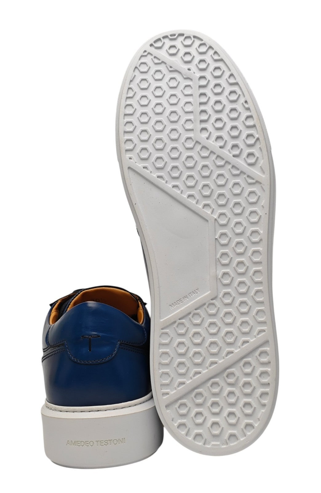 950$ TESTONI "Paestum" Blue Sneaker Burnishe Calf  10.5 UK / 11.5 US / 44.5 IT