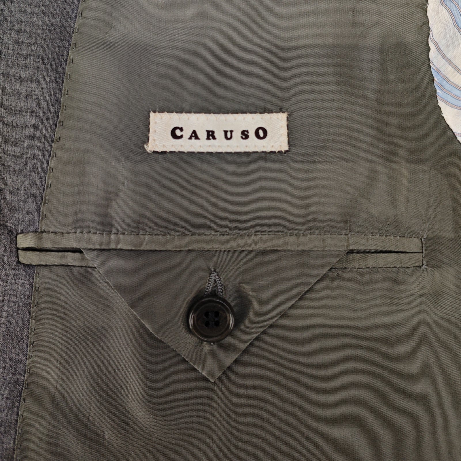$1900 RAFFAELE CARUSO Gray 3/2 Roll Handmade Suit Wool 40 US / 50 EU