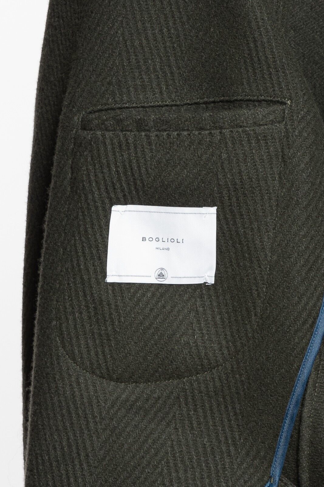 $1600 BOGLIOLI MILANO Dark Green Overcoat Coat Wool Herringbone 40 US / 50 EU