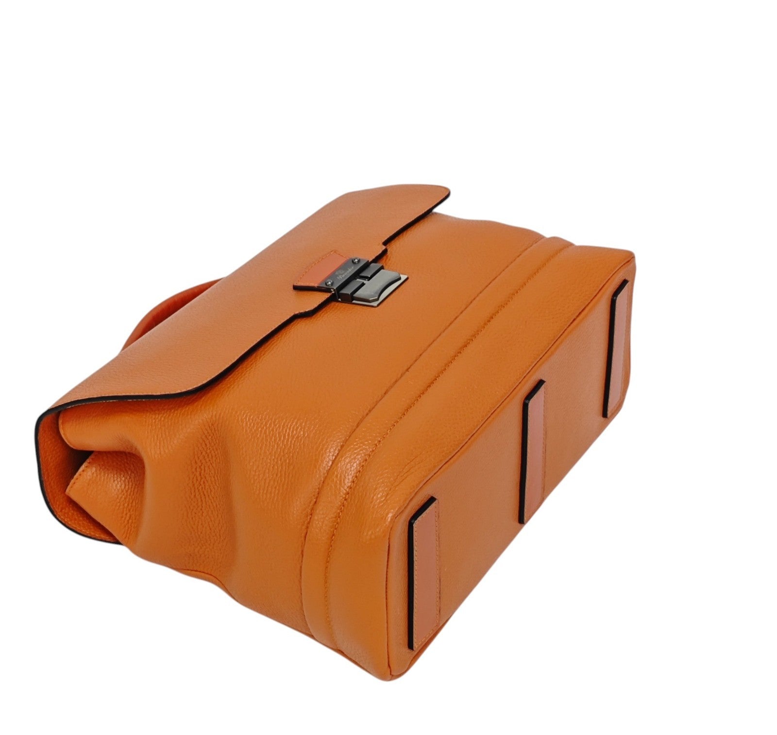 1640$ PINEIDER FIRENZE Doctor Briefcase Orange Bottolato Grain Calf Leather