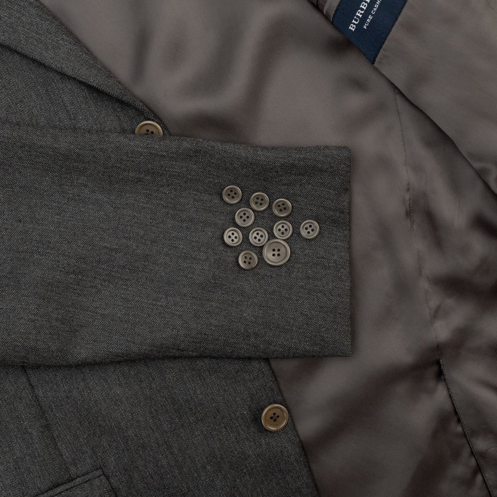 3480$ BURBERRY LONDON Suit Dark Gray Herringbone 100% Cashmere 48 US /  58 IT