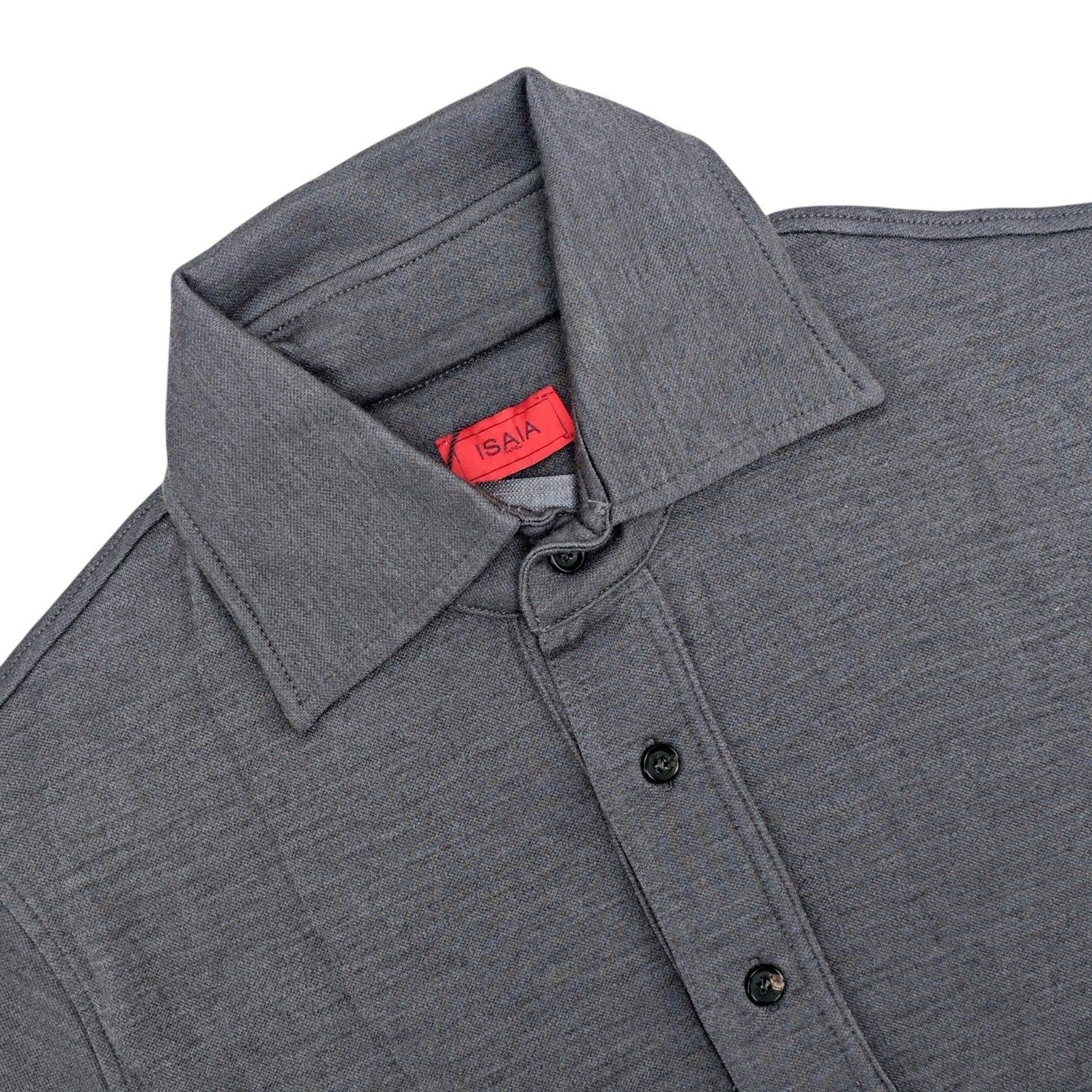 1850$ ISAIA NAPOLI Gray Polo Sweater Long Sleeve Soft Cashmere - Silk Size M