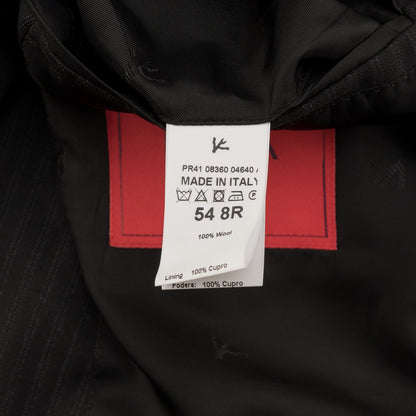 $6600 ISAIA "Gregorio" Black Hand-Sewn Suit Fine Wool Striped 44 US / 54 EU 7R