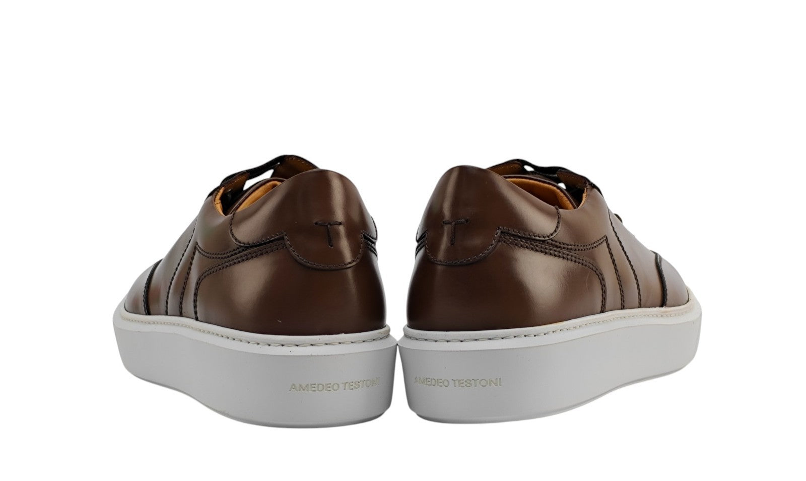 950$ TESTONI "Paestum" Brown Sneaker Burnishe Calf + Suede  8 UK  10 US  42 IT