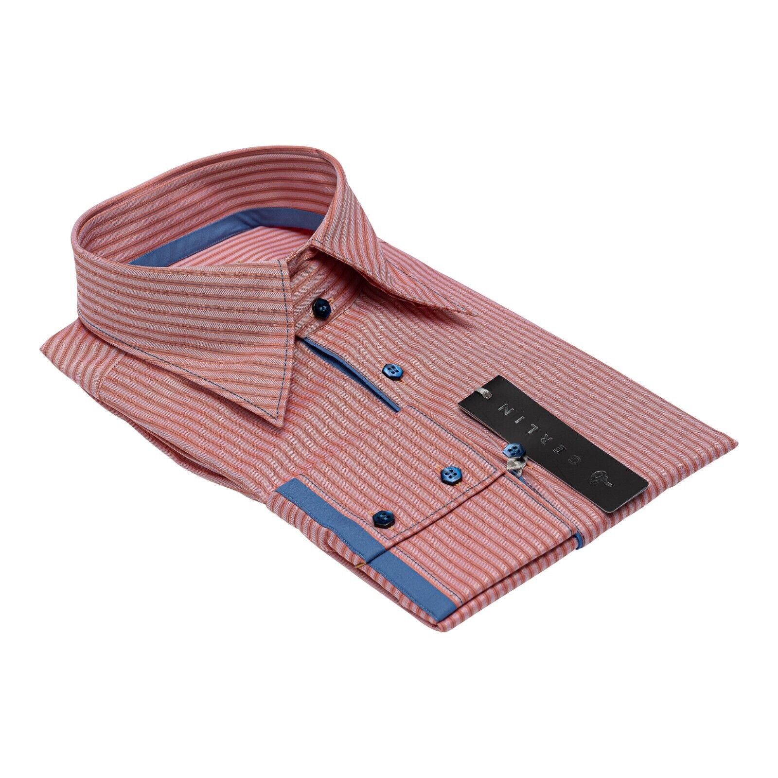 690$ LUXURY GERLIN Shirt Striped Point ALUMO Cotton 16 - 41  2O ZILLI