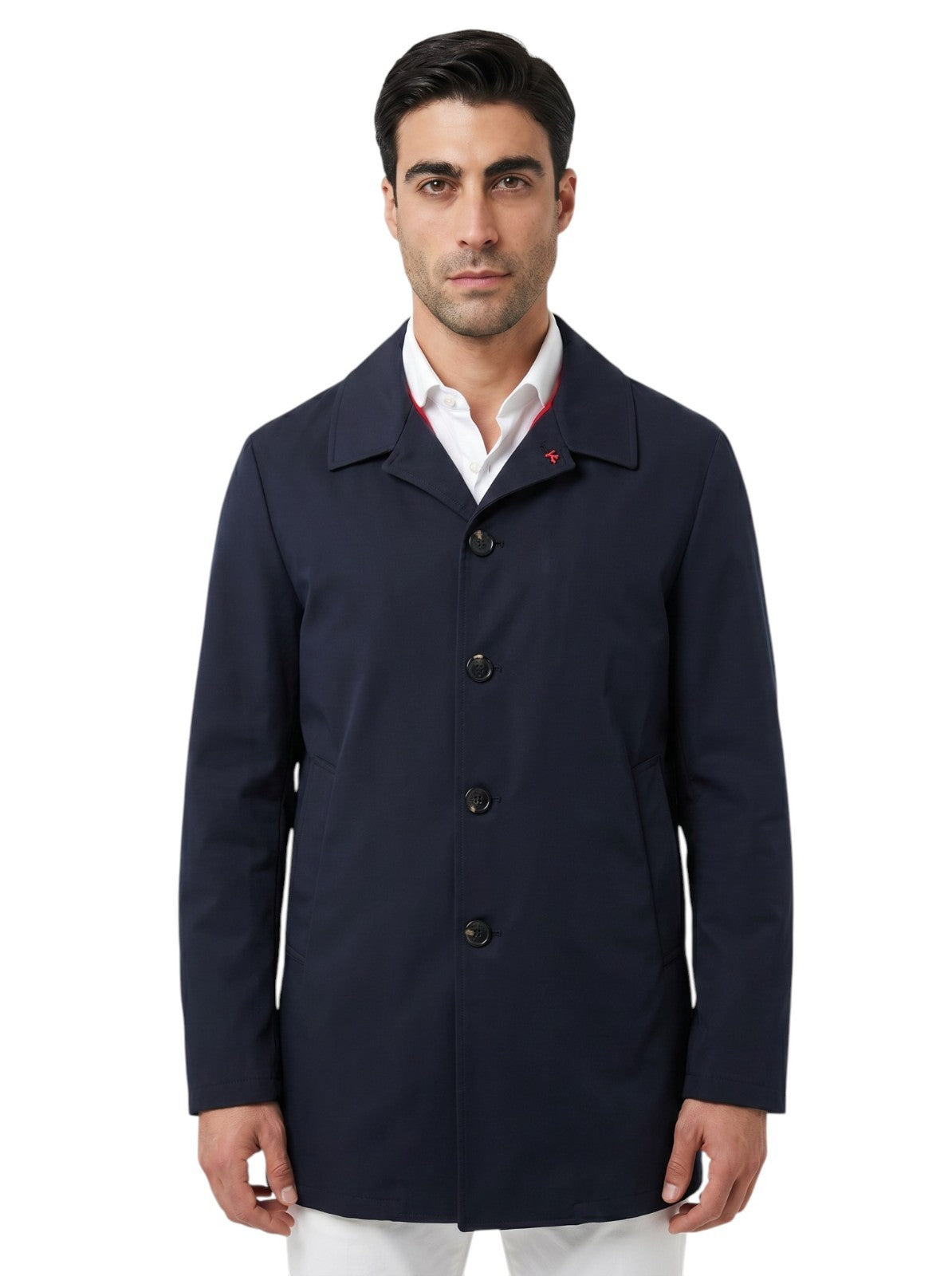 4250$ ISAIA "San Gennaro" Blue Car Coat Jacket Cotton - Silk  38 US / 48 EU R