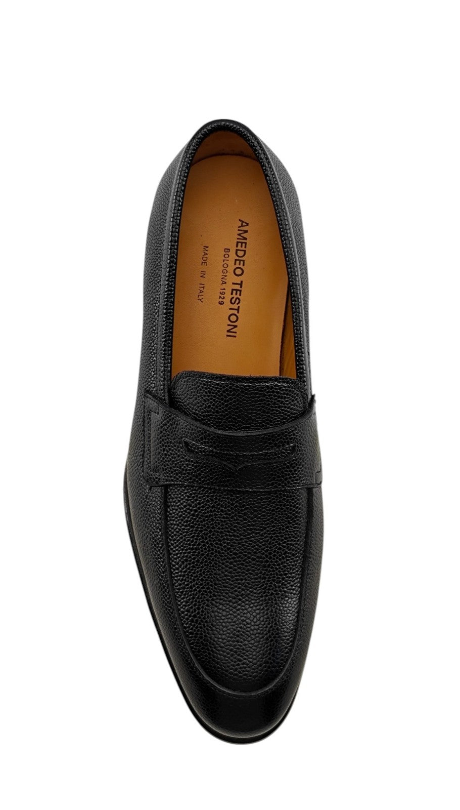 1200$ TESTONI Penny Loafer Shoes Micro Grain Calf Black 8 UK / 9 US / 42 IT