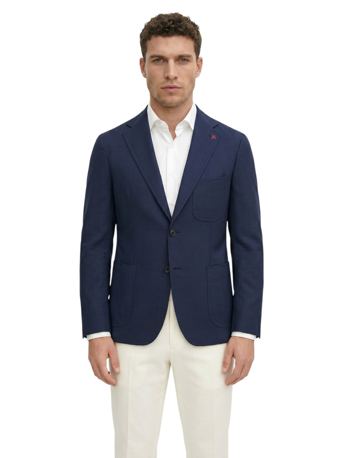 $4250 ISAIA NAPOLI Blue Solid Jacket Sport Coat Fine Cotton 40 US / 50 EU 8R