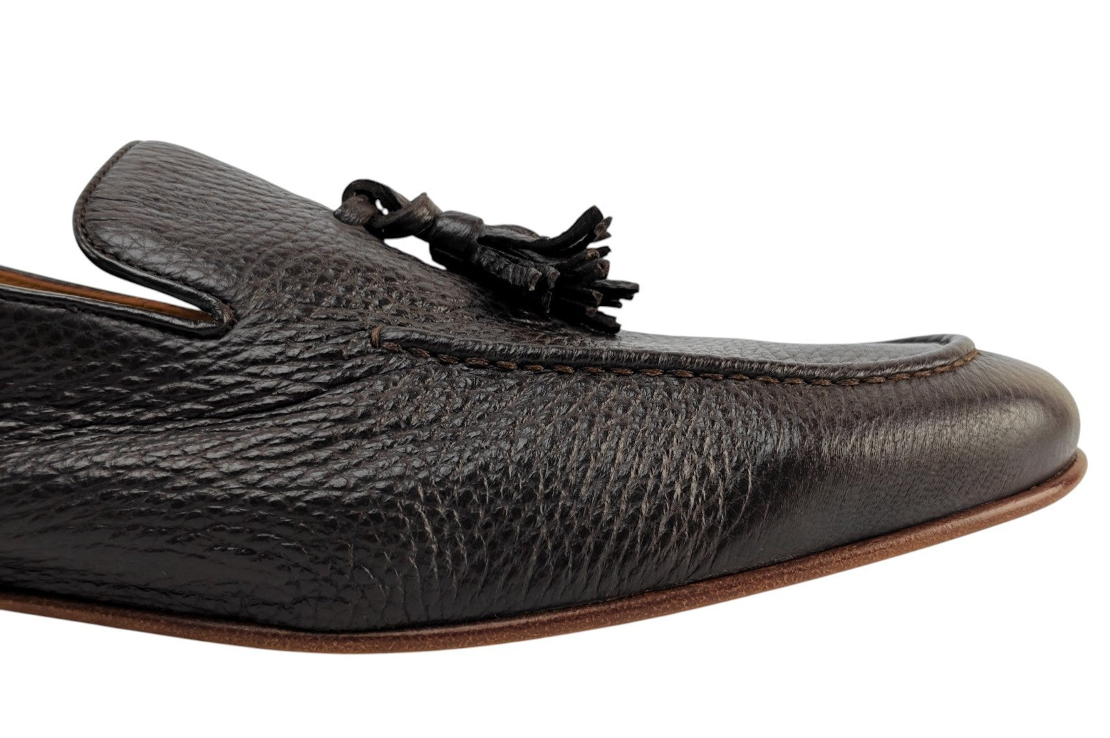 1300$ TESTONI "Carloforte" Brown Unlined Tassel Loafer Deerskin 8 UK 9 US 42 IT