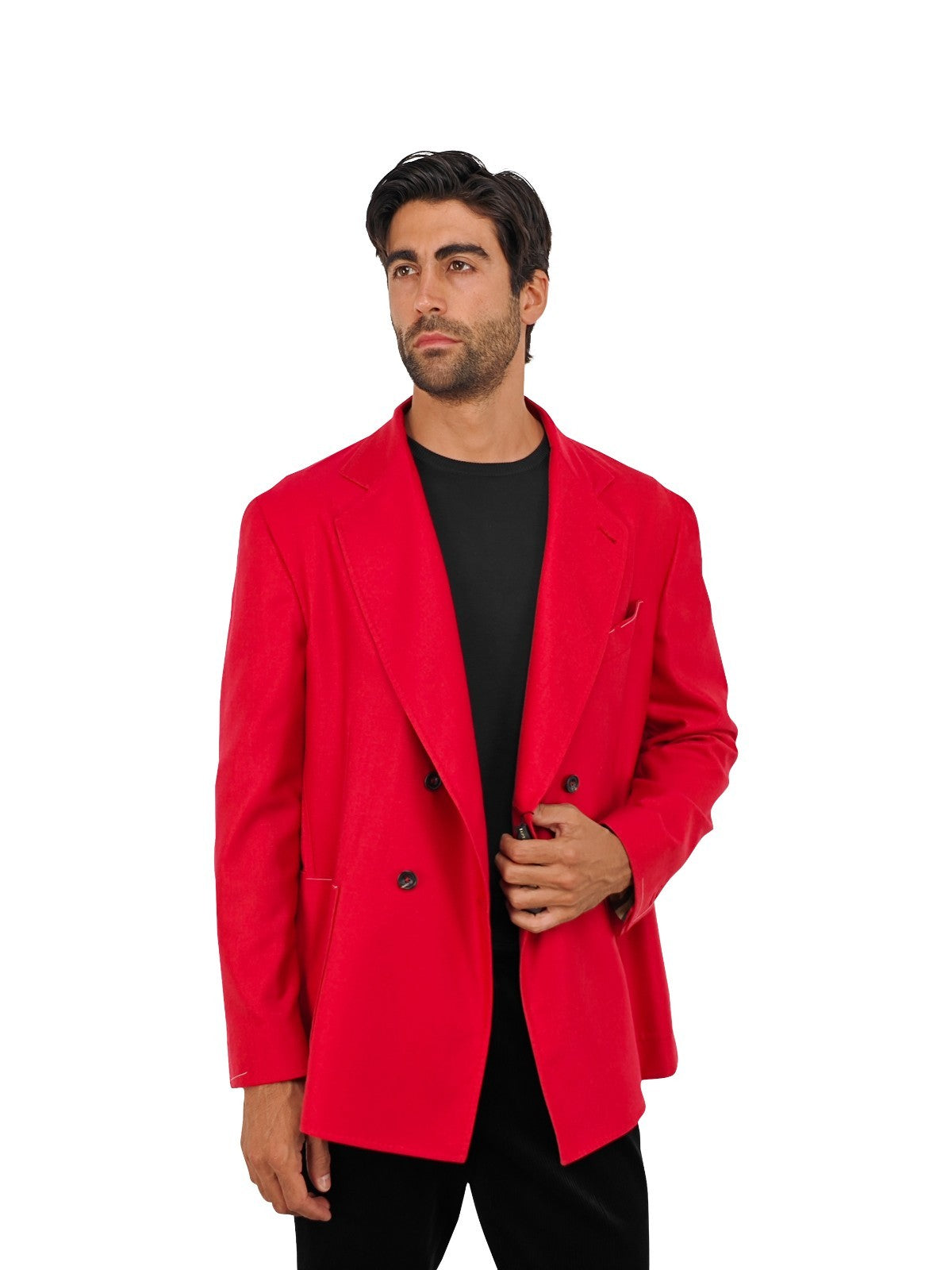 $2200 RUBINACCI NAPOLI Red Double Breasted Jacket Soft Cashmere 44 US / 54 EU