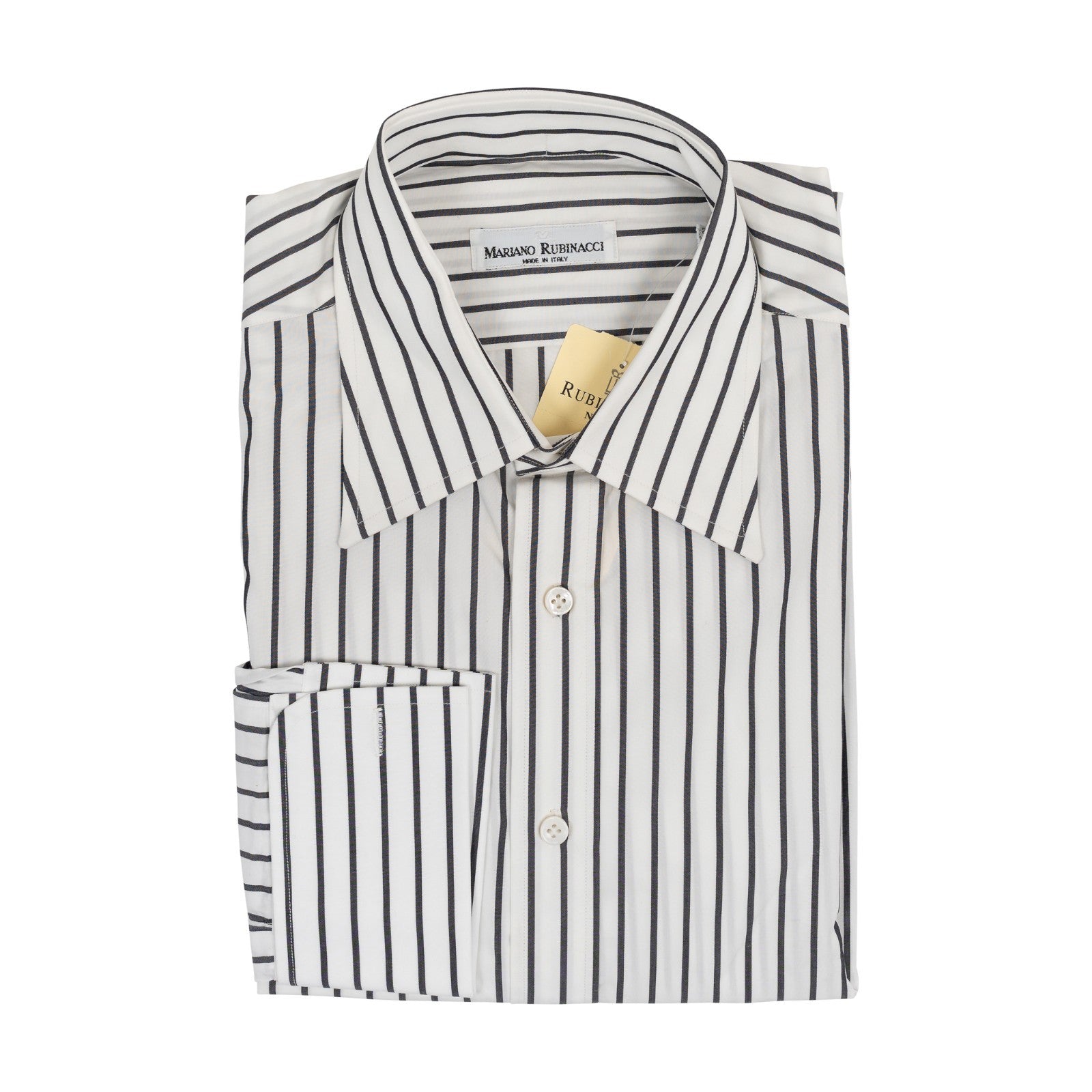 520$ RUBINACCI NAPOLI White Hand-Sewn Striped Shirt Cotton Classic Fit   7Y