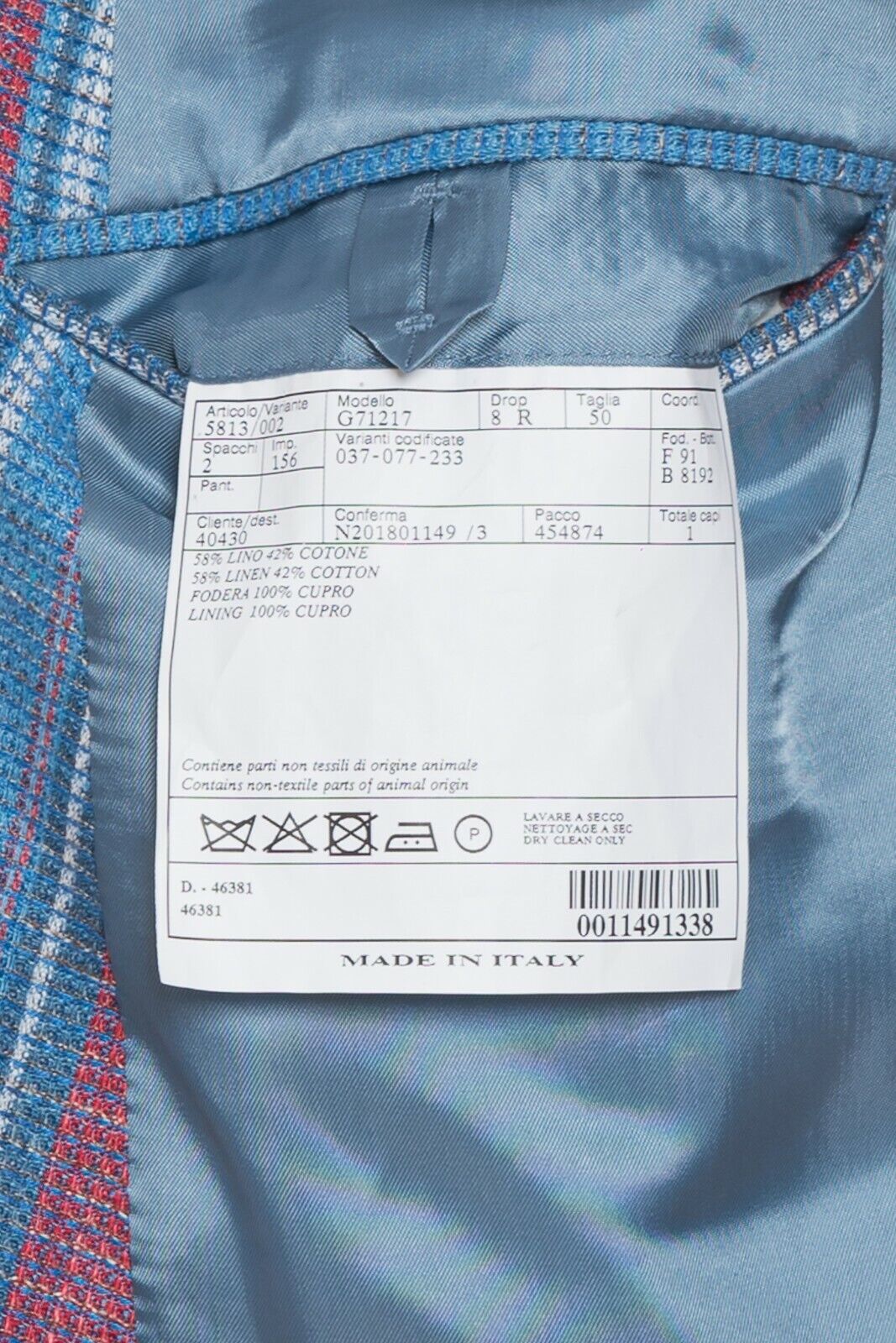 2080$ BELVEST Double Breasted Jacket Striped Linen 40 US / 50 EU Super Slim Fit