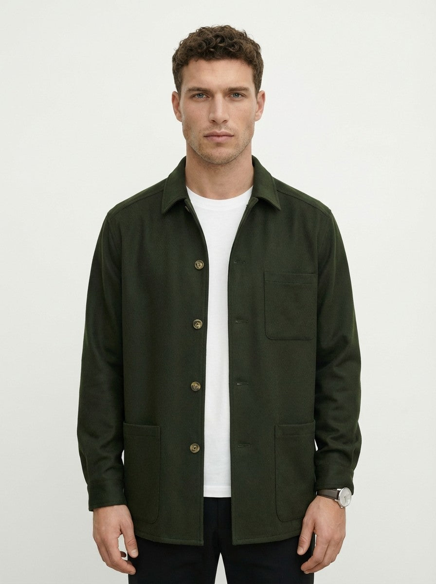 BEL Y CIA Barcelona 100% Cashmere Overshirt Jacket Dark Green 42 US / 52 IT