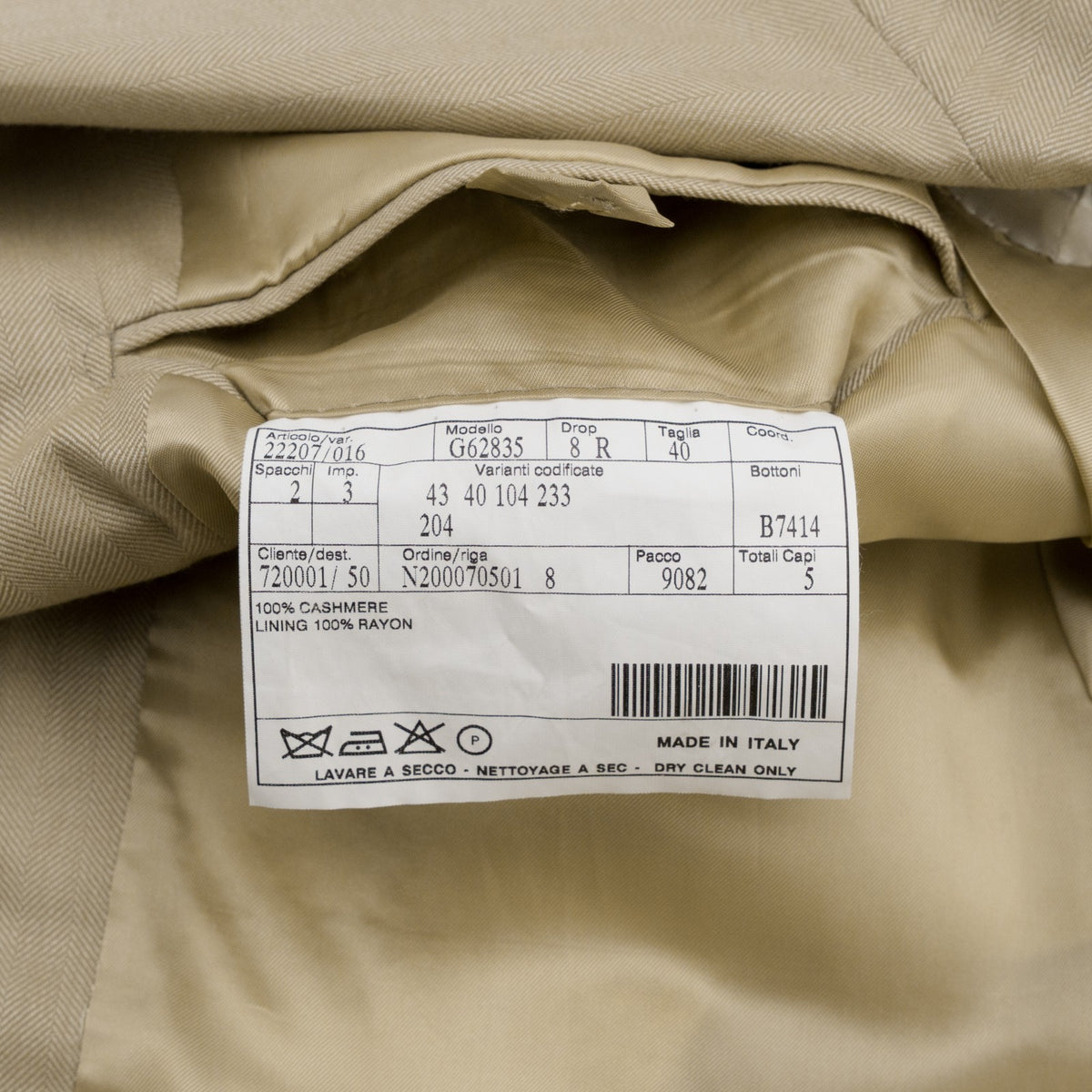 1950$ BERGDORF GOODMAN Jacket Sport Coat Sand 100% Cashmere 40 US /  50 EU