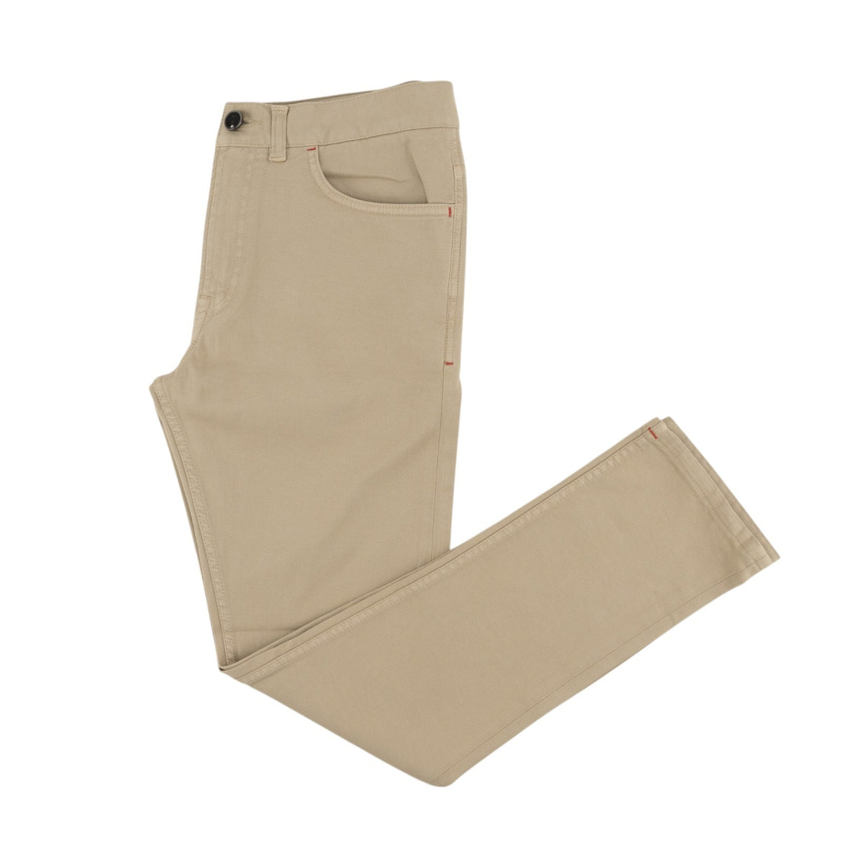 725$ ISAIA NAPOLI Beige 5 Pocket Denim Pant Cotton Slim Fit 32 US / 48 EU