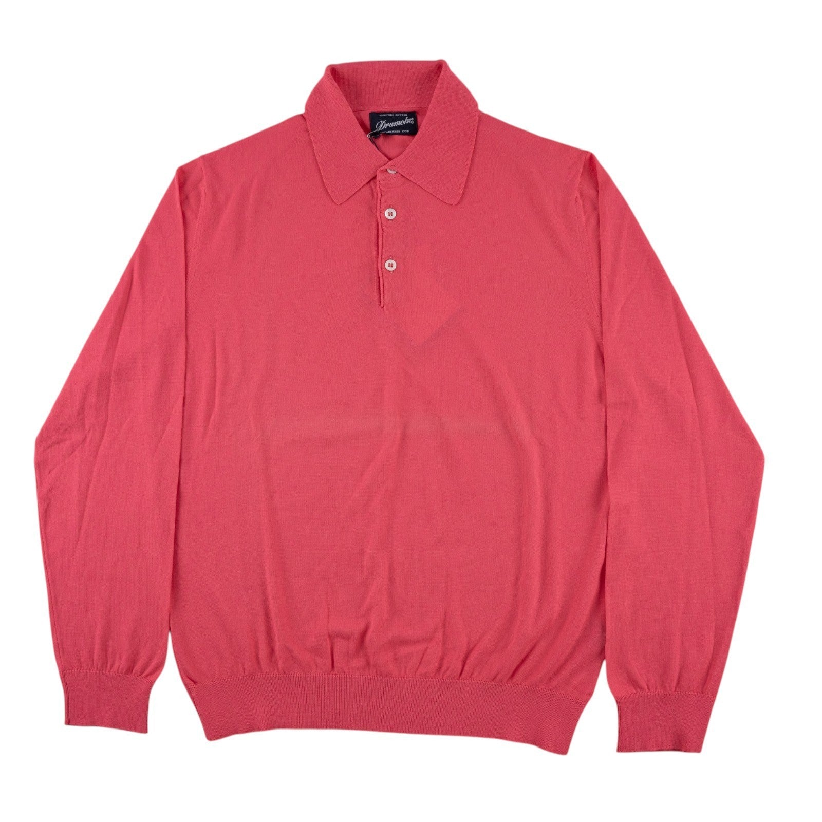 350$ DRUMOHR Polo Sweater Coral Pink Knit 100% Cotton 38 US / 48 US