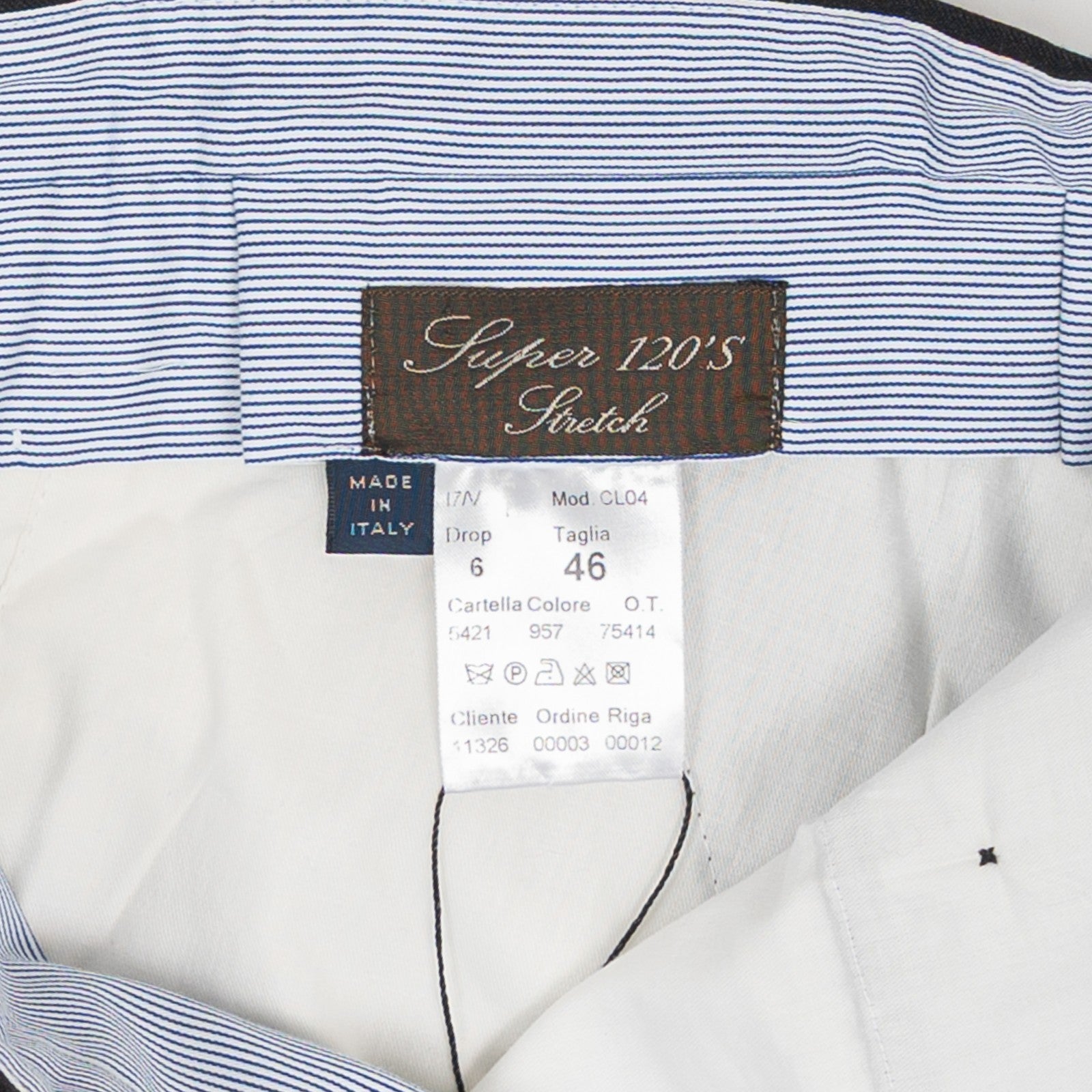 670$ RUBINACCI NAPOLI Dark Gray Worsted Wool 120's Dress Pant Handmade in Napoli