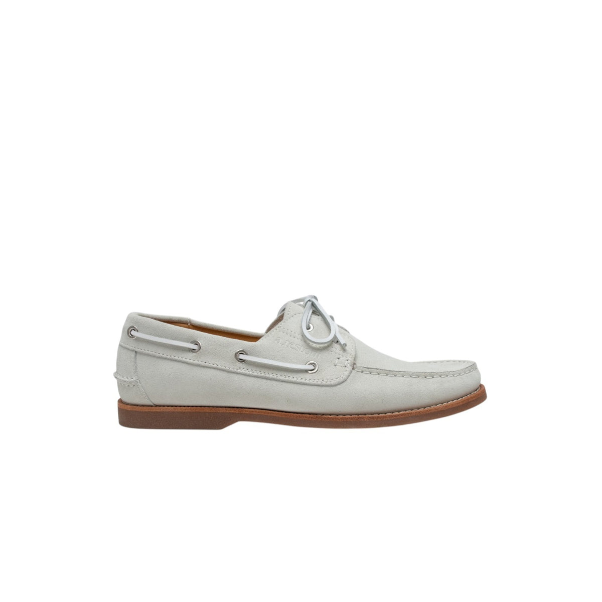 900$ TESTONI Boat Loafer Shoes Casual Suede Calf White 8 UK / 9 US / 42 IT