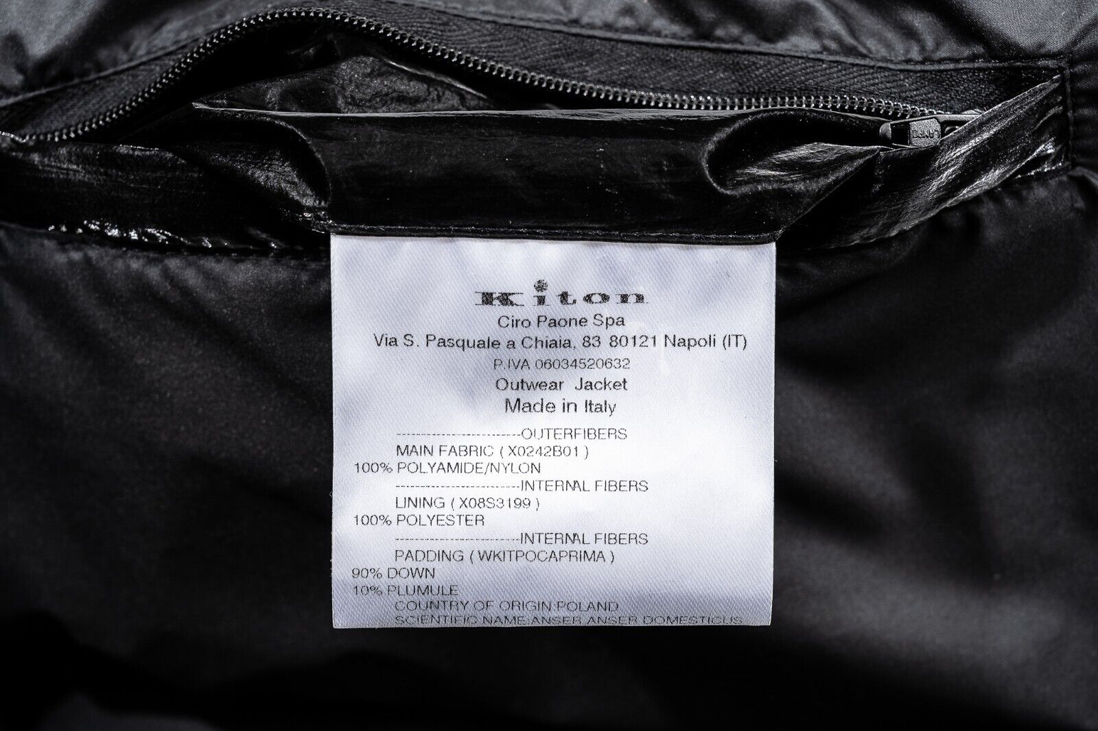 $3900 KITON KNT Black Goose Down Puffer Jacket Coat "Shiny Effect" 38 US / 48 EU