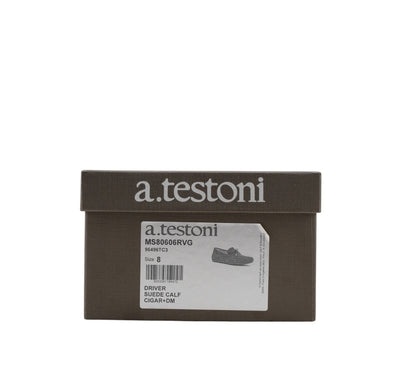 1200$ TESTONI Driver Loafer Shoes Suede Calf Cigar 8 UK / 9 US / 42 IT
