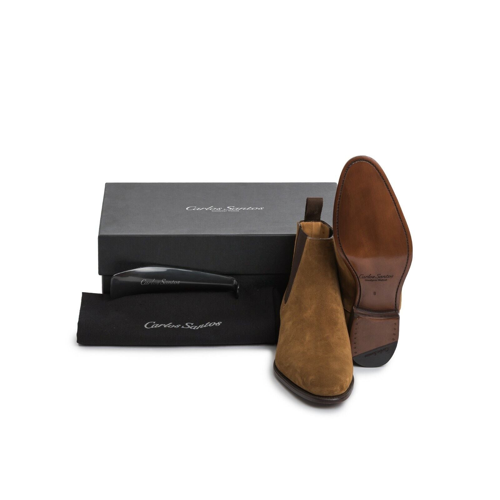 Carlos Santos Suede Chelsea Boot Snuff Brown Goodyear Welted Style 9517