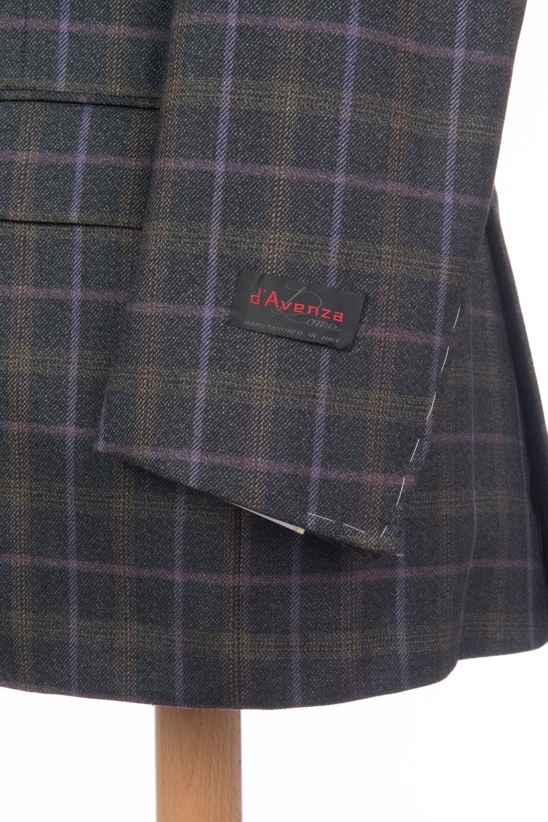 $2195 D'AVENZA Charcoal Wool Jacket Windowpane Hand-Sewn in Italy 40 US / 50 EU