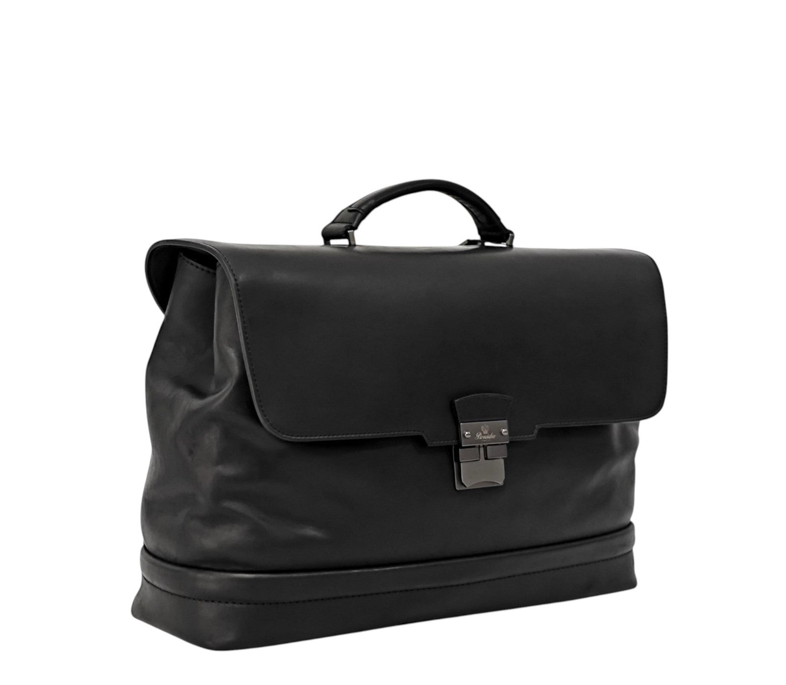 1220$ PINEIDER FIRENZE 1774 "Metro Smooth" Calf Briefcase Work Doctor Bag Black