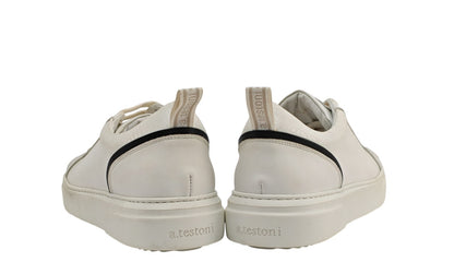 700$ TESTONI Sneaker Weaving T Macro Calf White 8 UK  / 9 US / 42 IT