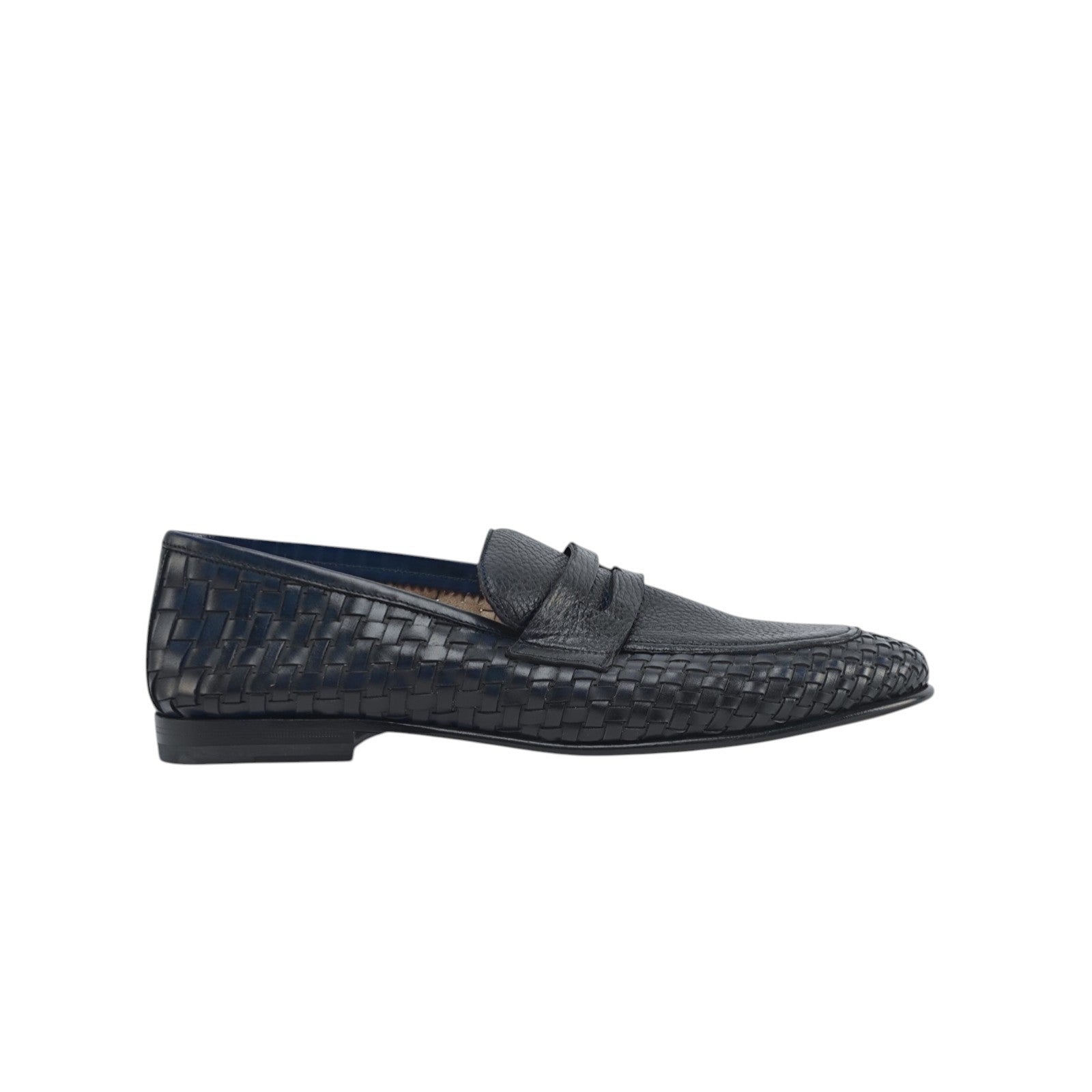 1350$ TESTONI "Tivoli" Blue Unlined Loafer Woven Calf / Deer 8 UK / 9 US / 42 IT