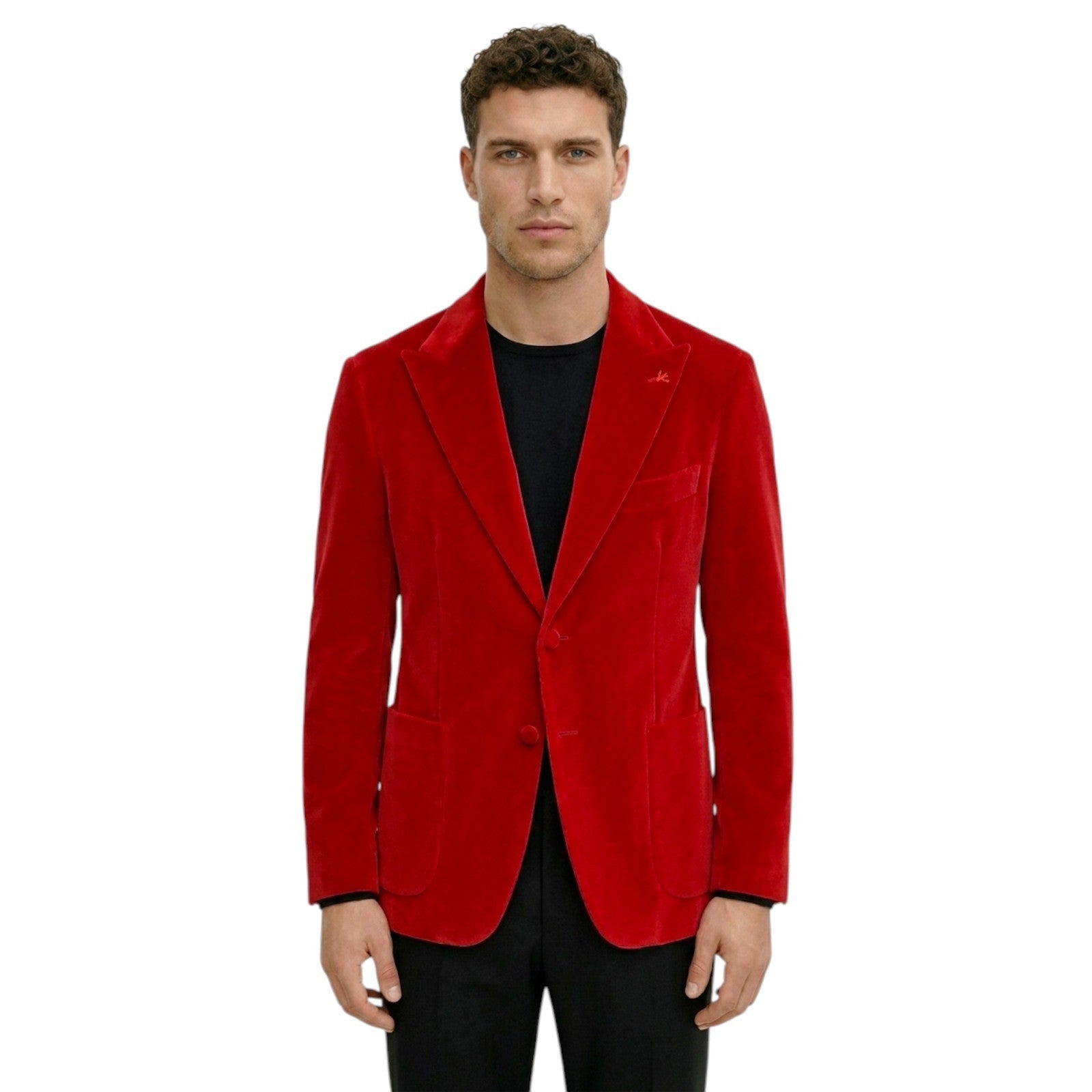 $5300 ISAIA "Capri" Red Peak Lapel Jacket Sport Coat Velvet Cotton