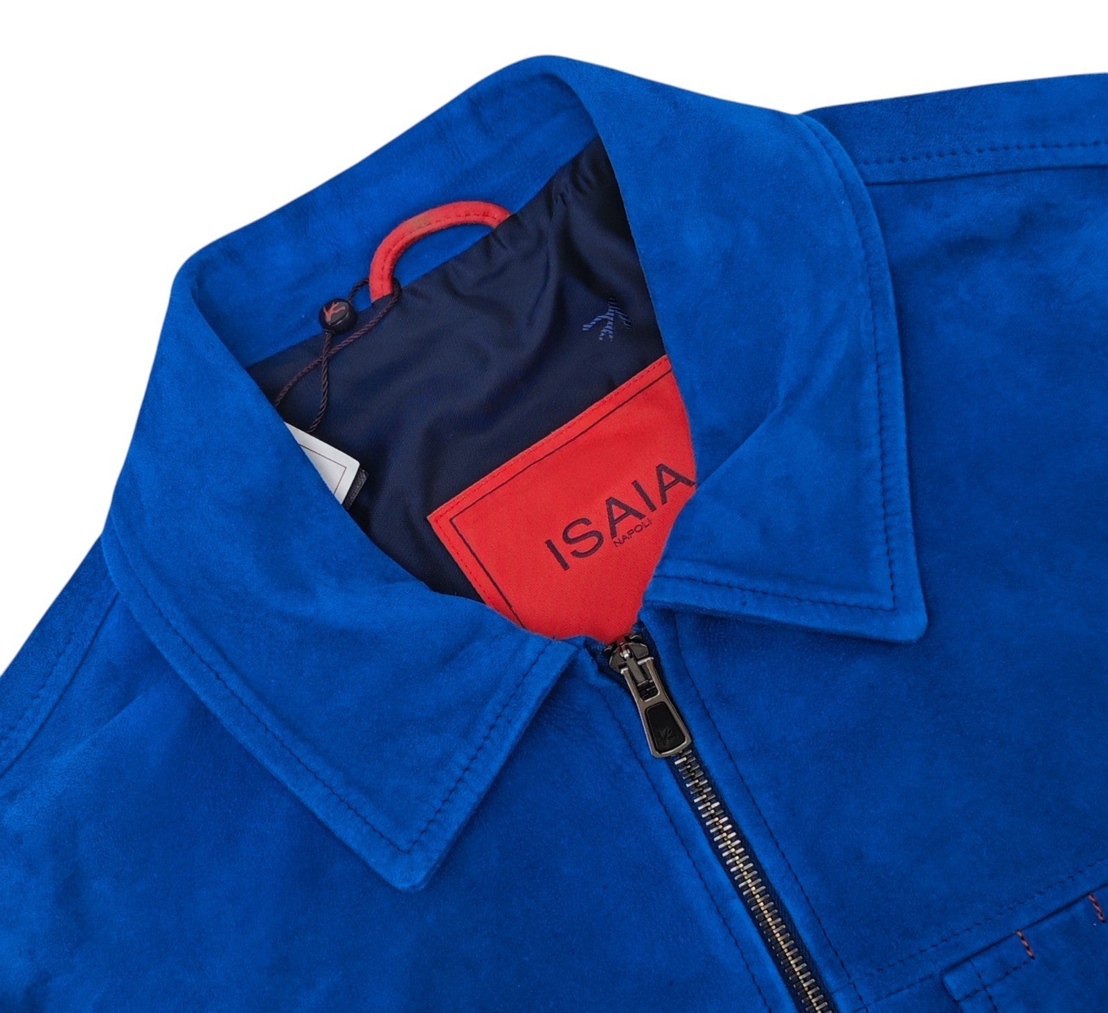 $5650 ISAIA Electric Blue Jacket Suede Lambskin Leather 40 US / 50 EU