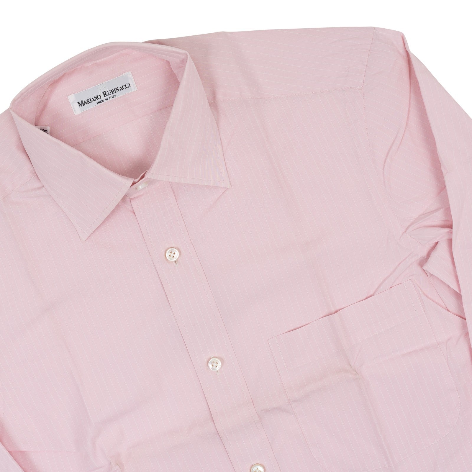 520$ RUBINACCI NAPOLI Pink Striped Pocket Dress Shirt Cotton Classic Fit  9P