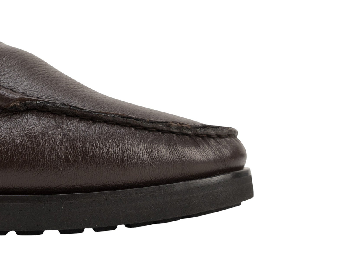 1300$ TESTONI "Gargano" Loafer Shoes Deer + Fur Lining Cigar 8 UK / 9 US / 42 IT